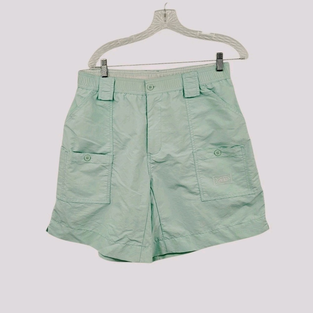 AFTCO Original Fishing Cargo Shorts Mens 36 Mint Green Nylon Outdoor